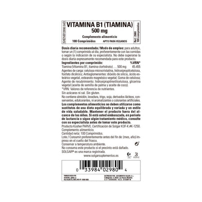Vitamin B1, 100 tabletter à 500 mg