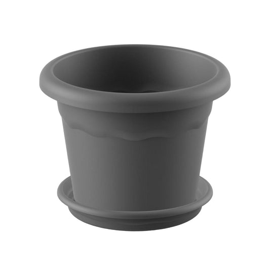 Zestaw okrągła doniczka z podstawką w kolorze antracytowym Terra 30 x 22 cm