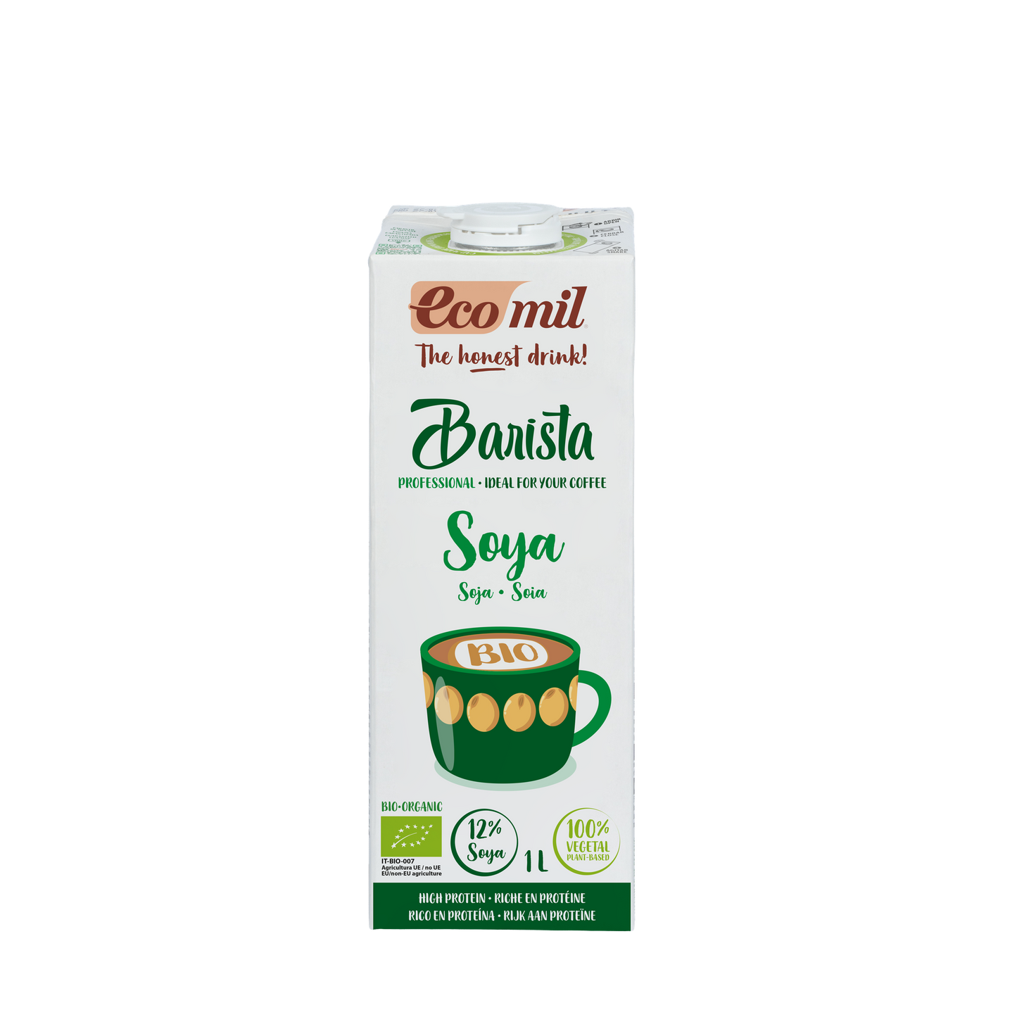 Boisson végétale soja Barista à faible teneur en sucre Ecomil 1 L