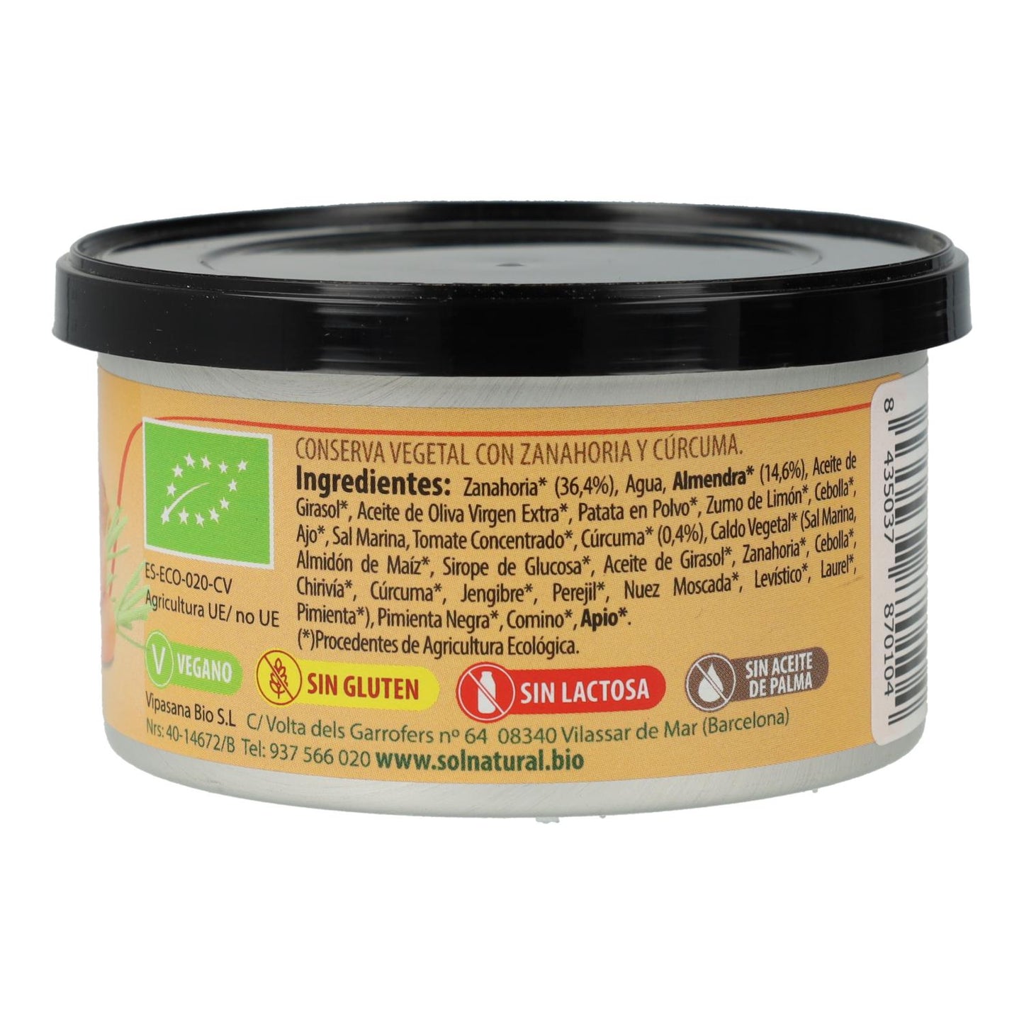 Bio Sol Natural Gluten-Free Vegan Carrot and Turmeric Pâté 125 g