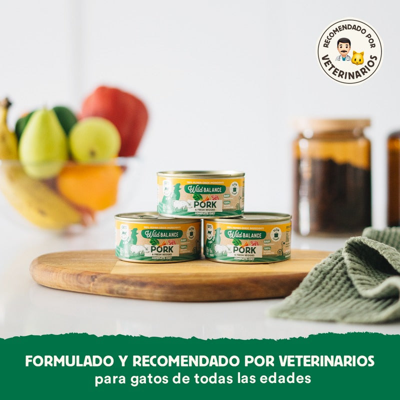 Pack porc et légumes BARF pour chats 6 x 120 g Wild Balance