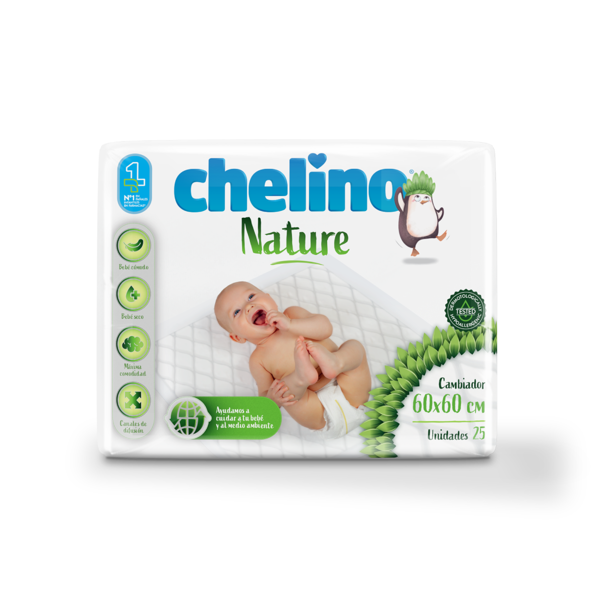 Alèse pour bébé Chelino Nature 60 x 60, 25 unités