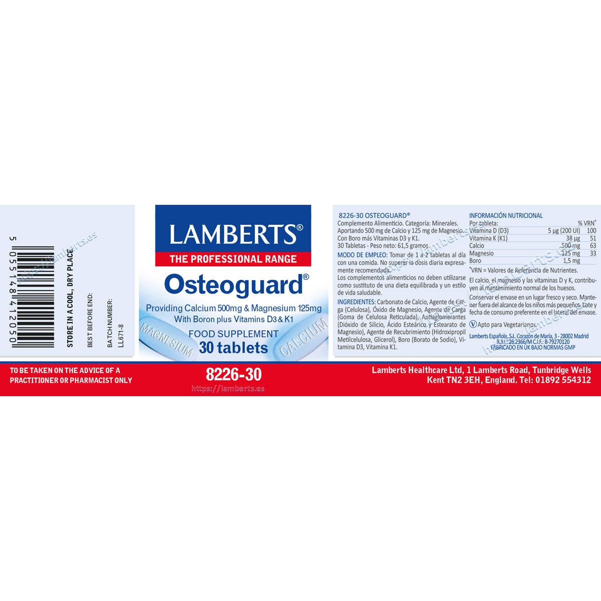 Osteoguard wapń, magnez, bor, witaminy D i K30 Lamberts 30 tabletek