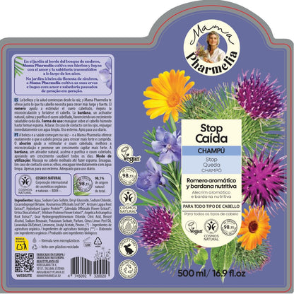 Hair Loss Prevention Shampoo with Aromatic Rosemary and Nourishing Burdock, Mama Pharmelia, 500 ml