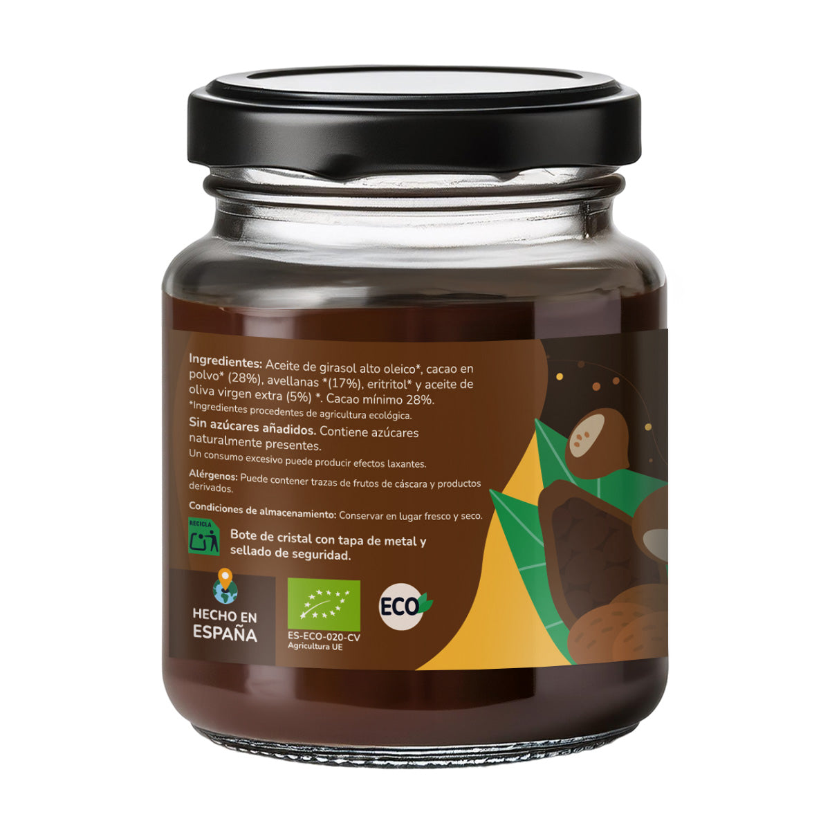 Lot de 2 pots de crème de noisettes et cacao sans sucres ajoutés ECO Planeta Huerto 230 g