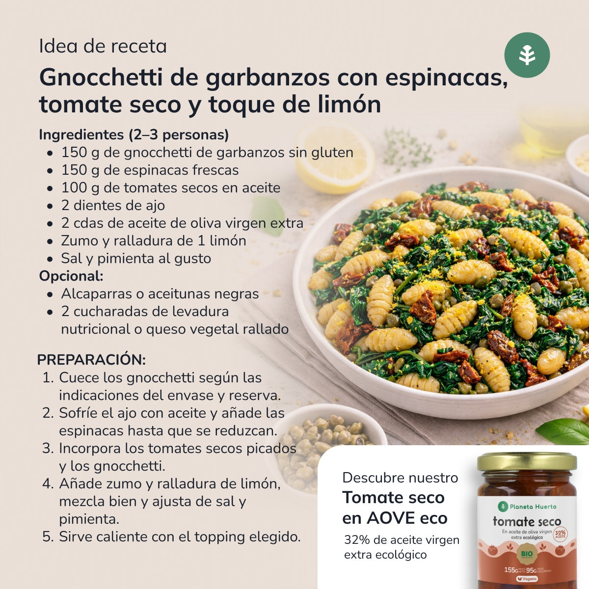 Glutenfreie Bio-Kichererbsen-Gnocchetti Planeta Huerto 250 g