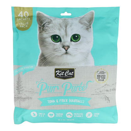 Kit Cat PurrPuree ValuePack - Tonno e Fibra Hairball Control Kit Cat 40x15 g Snack cremoso per gatti