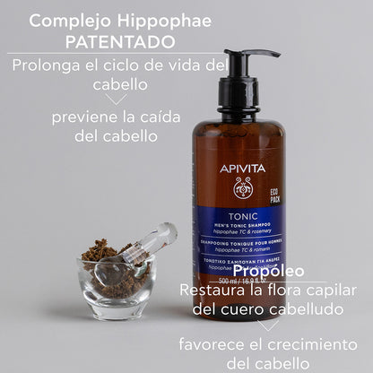Champú tonificante hombre para la caída del cabello - ECOPACK APIVITA, 500 ml