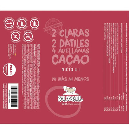 Pakket 10 x PaleoBull energiereep met dadels, hazelnoten, Reishi en cacao, 50 g
