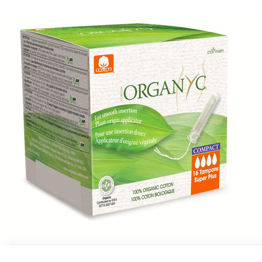 Tampons super plus applicateur compact Organyc 16 unités