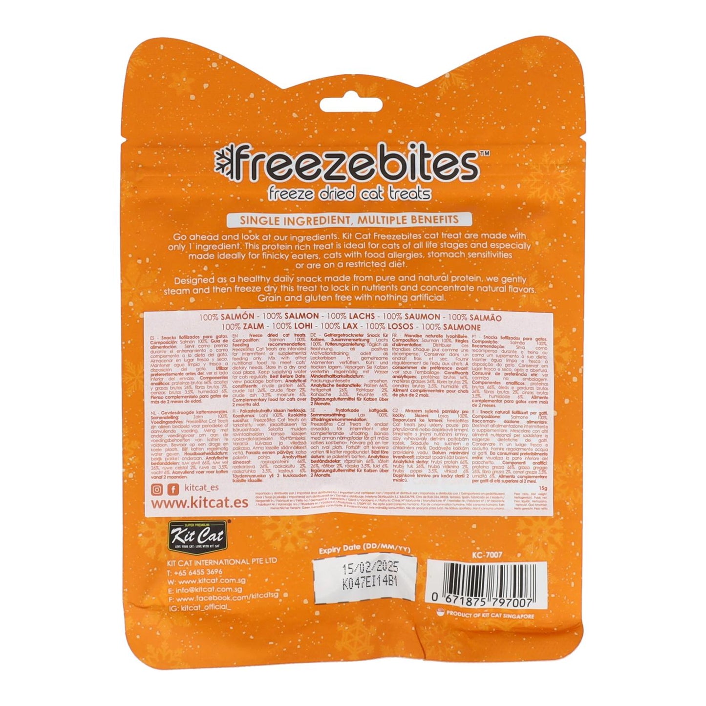 Kit Cat FreezeBites - Salmon 15 g Natural freeze-dried snack for cats