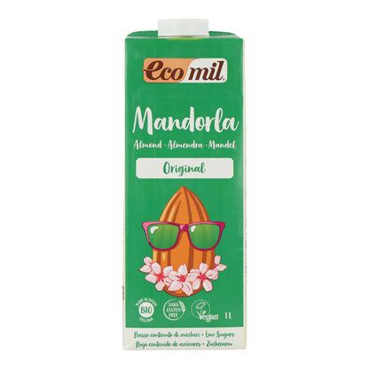 Pack of 6 Organic EcoMil Almond Drink sweetened with Agave 1L