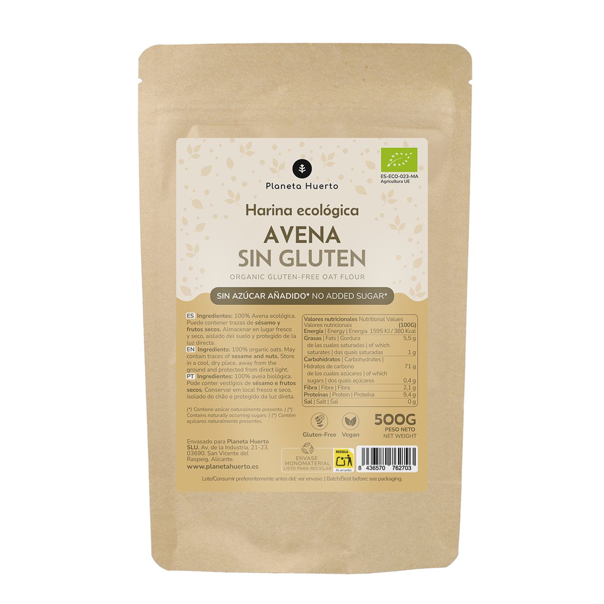 Glutenvrije havermout ECO Planeta Huerto