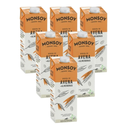 Pack 6 uds Bebida BIO de avena y almendra Monsoy 1 L