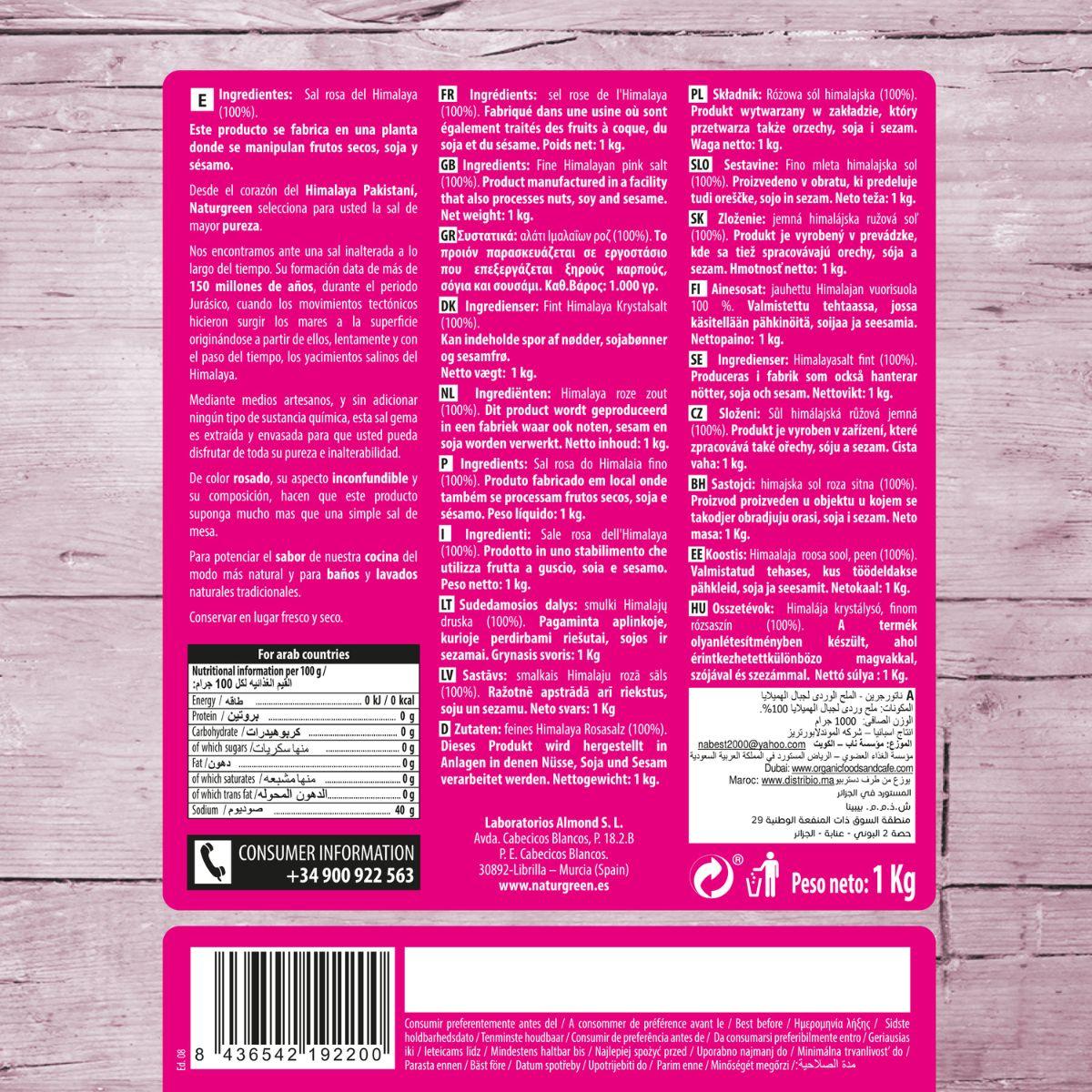 Sel rose de l'Himalaya fin Naturgreen 500 g