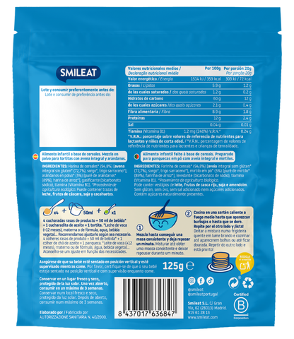 Pack 4x Mélange pour pancakes à l'avoine complète et aux myrtilles ECO, Smileat, 125 g