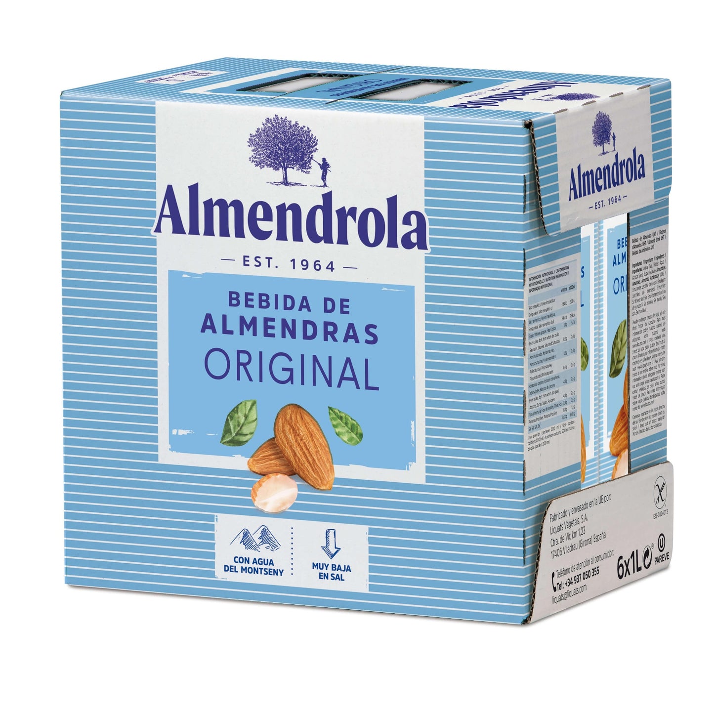 Pack of 6 Almendrola Sugar-Free Almond Drinks 1 L