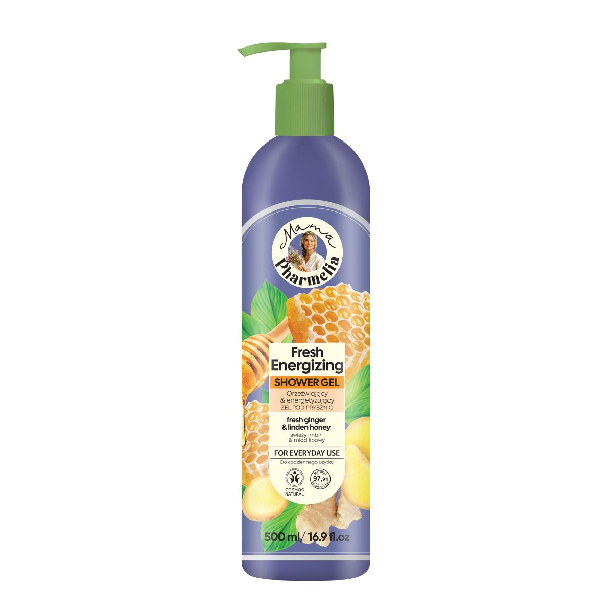 Energigivande duschgel med ingefära och lindhonung, Mama Pharmelia, 500 ml