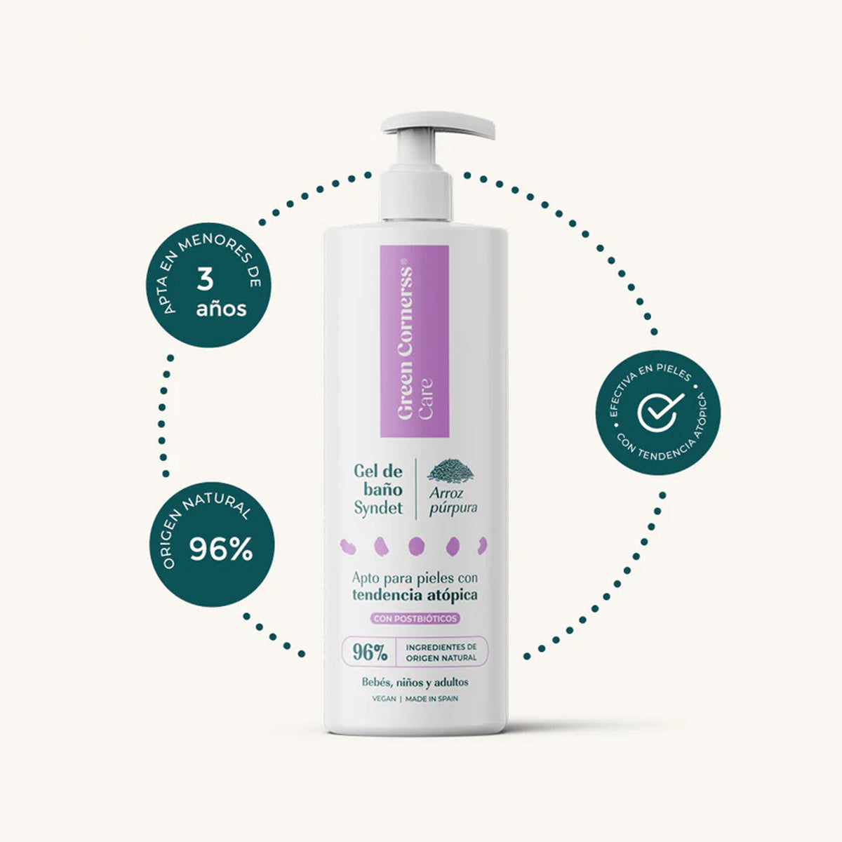 Badgel med lila ris Green Corners Care 400 ml