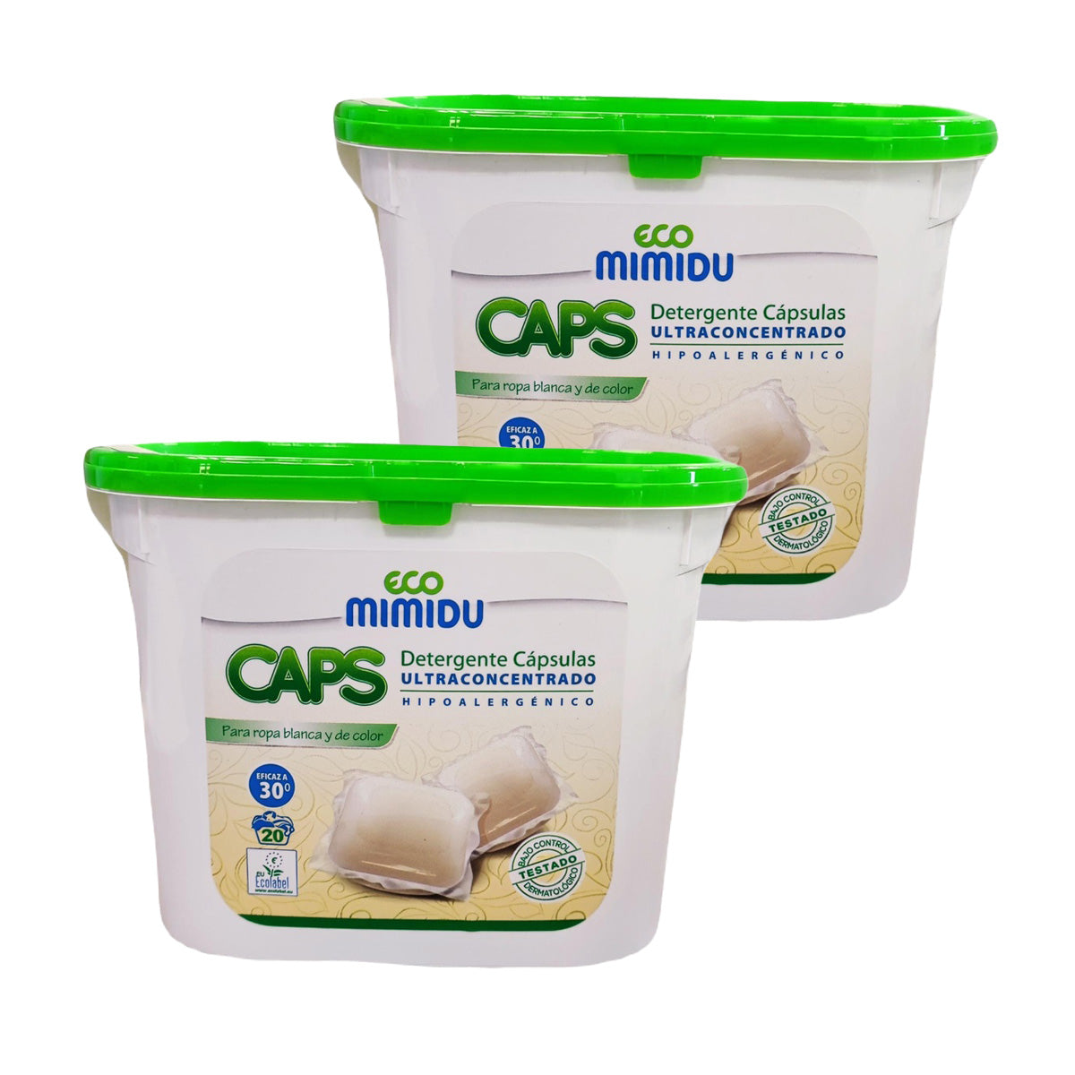 Pack of 2x Mimidu ECO Ultra-concentrated detergent capsules, 20 doses