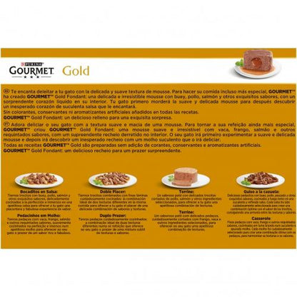 GOURMET GOLD Fondant Pollo, Manzo, Tonno, Salmone Multipack 12 x 85 g