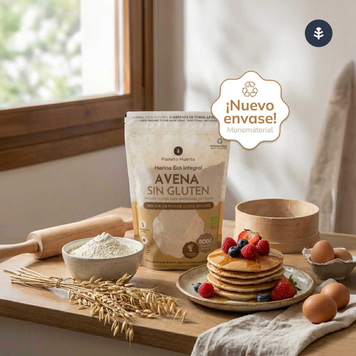 Wholemeal Gluten Free Oatmeal Eco Planeta Huerto 800 g