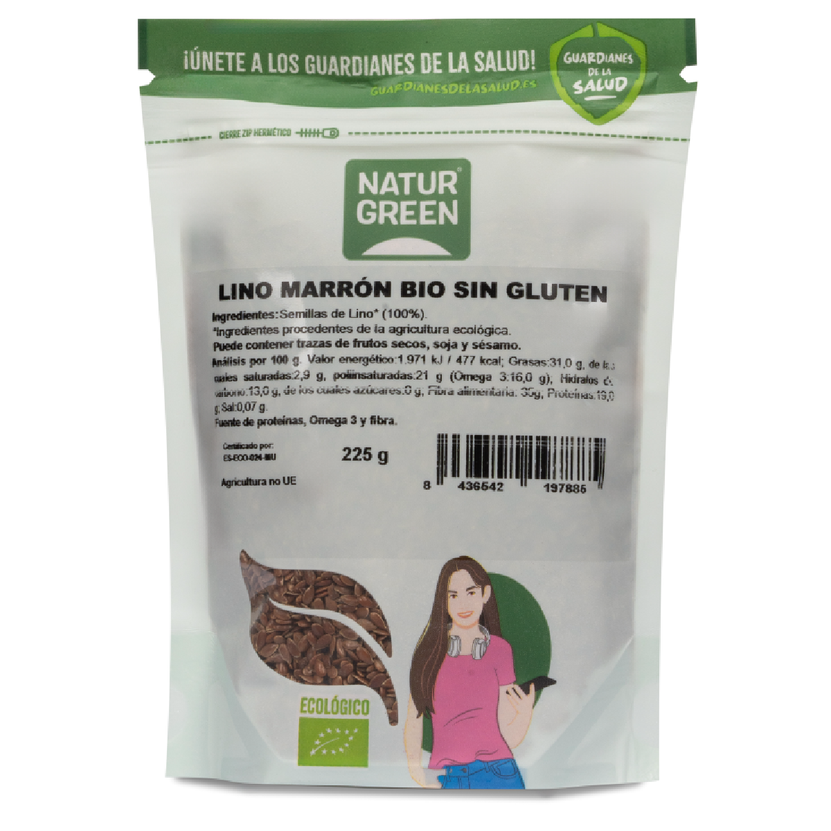 Naturgreen Organic Brown Flax Seeds 225 g