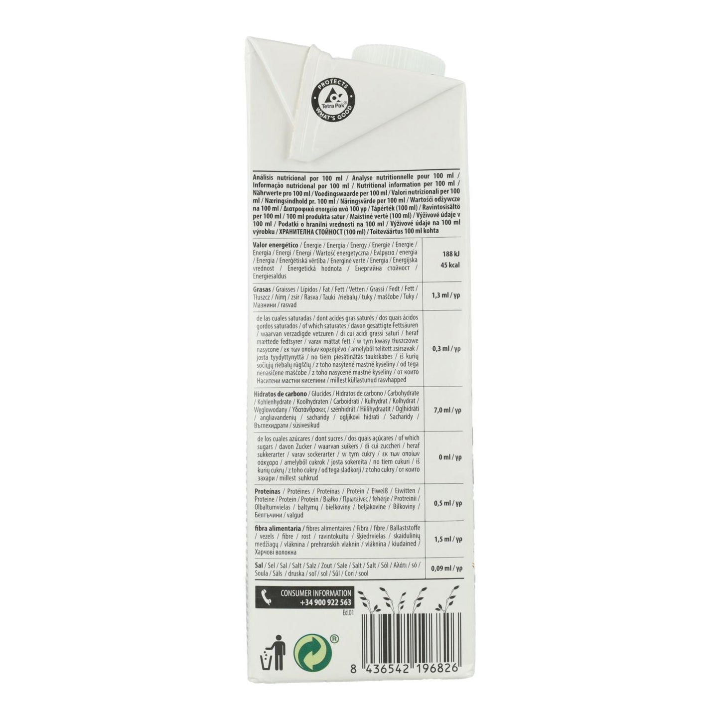 Bevanda di avena integrale 0% zuccheri Bio NaturGreen 1 L