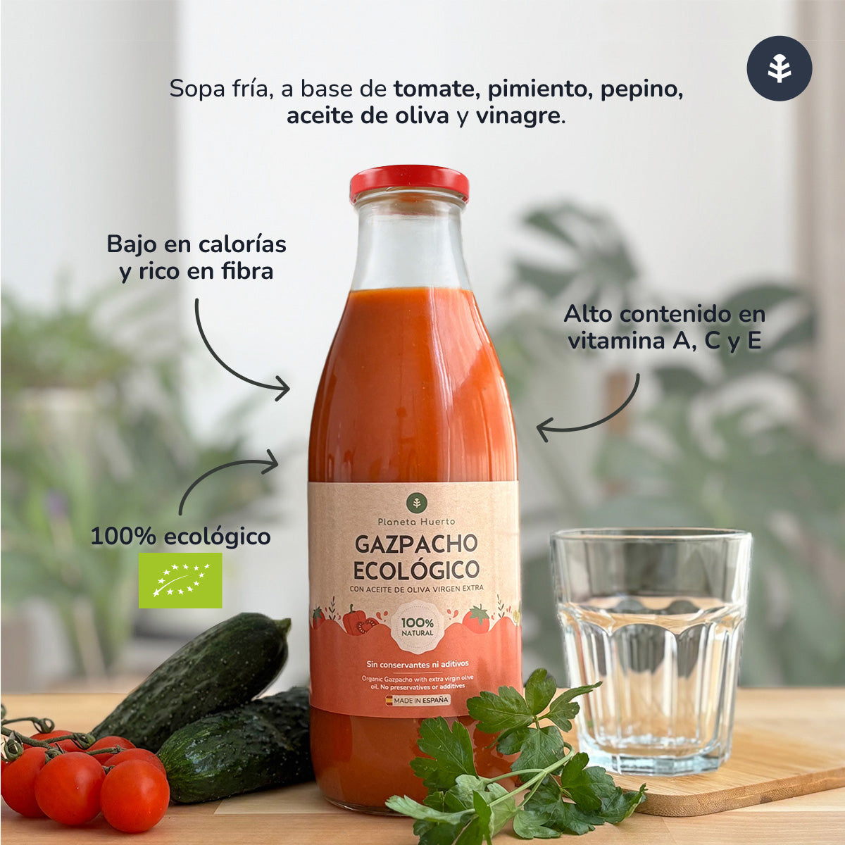 6-pack traditionell gazpacho ECO med extra jungfruolja Planeta Huerto 1 l