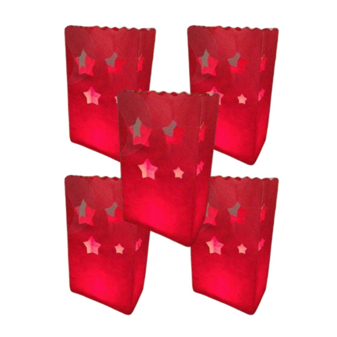 Lightbags Torby papierowe, opakowanie 5 sztuk „Rojo Stars”