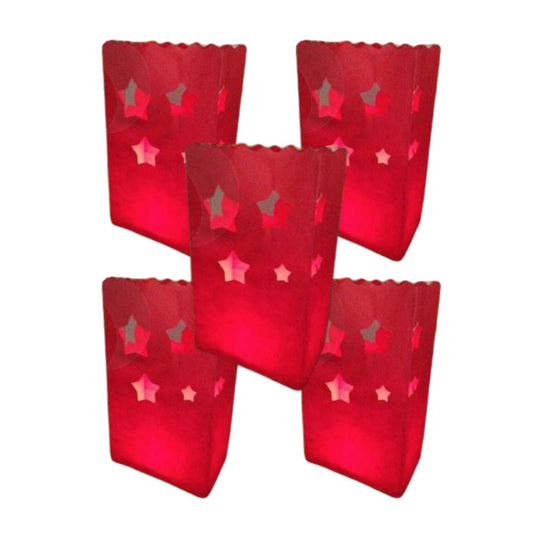 Lightbags Sacs en papier Pack 5 unités « Rouge Stars »