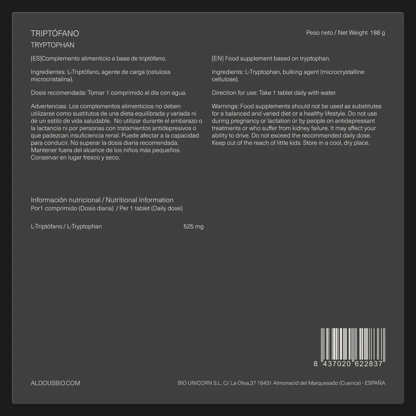 Aldous Bio Pure Tryptophan 300 tablets