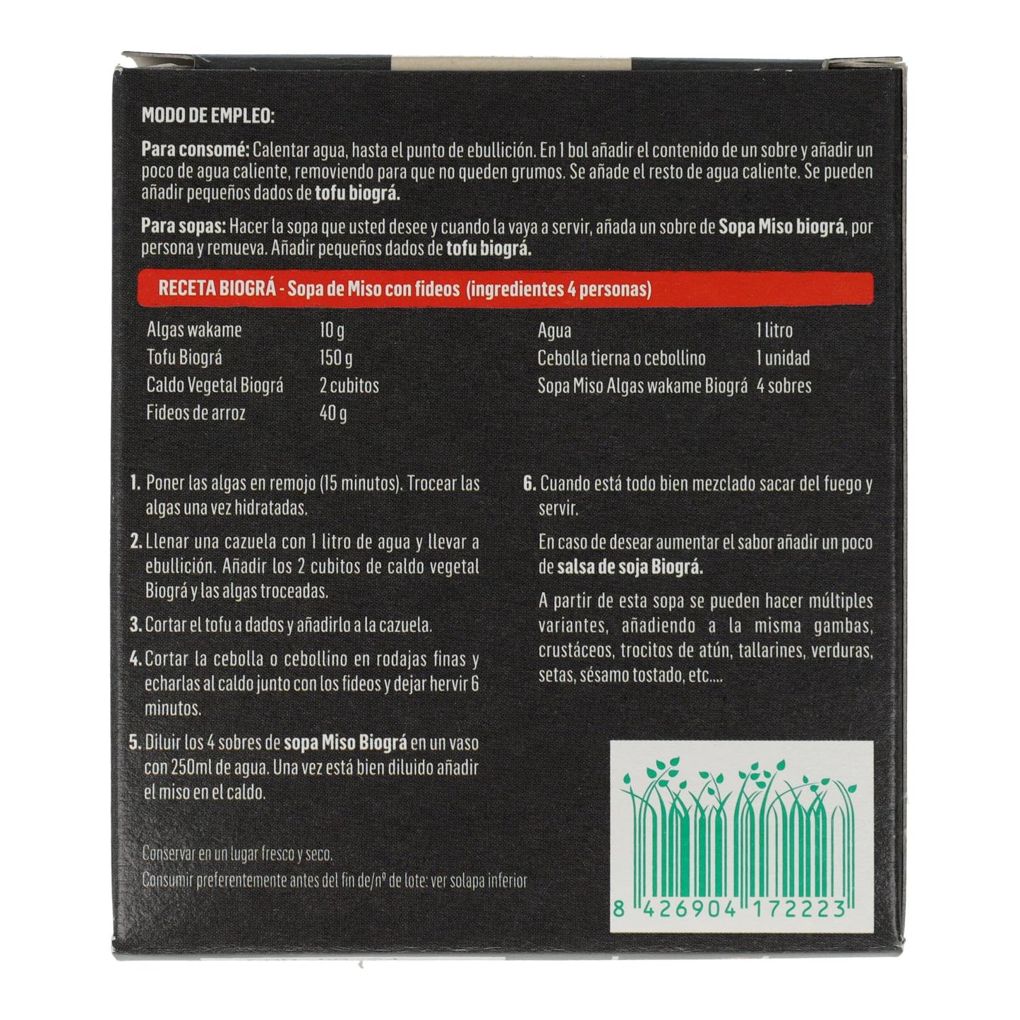 Biográ Red Miso and Wakame Seaweed Soup, 4x10g