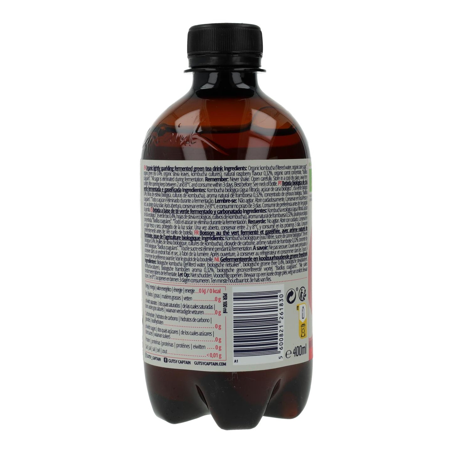 Captain Kombucha Zero Framboos Bio 400 ml