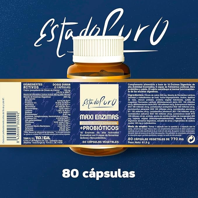 Maxi Enzimi con Probiotici, Tongil, 80 capsule vegetali