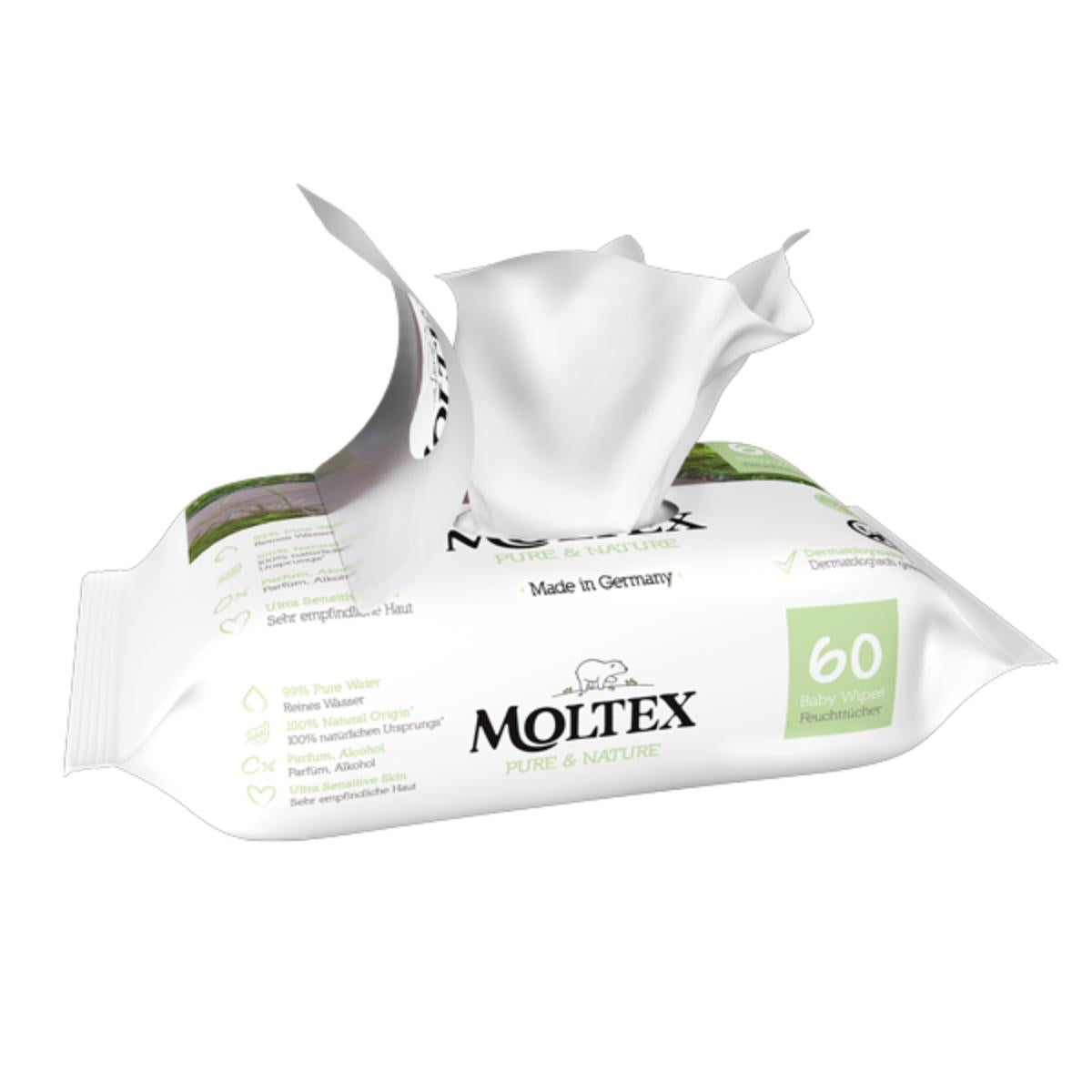 Opakowanie 12 x chusteczki Moltex Pure & Nature 60 szt.