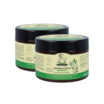 Pakket met 2 haarmaskers voor herstel en voeding van droog en beschadigd haar, Oma Gertrude, 300 ml