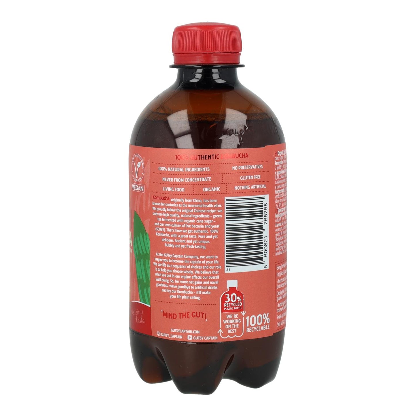 Biologische kombucha met perzik Captain Kombucha 400 ml