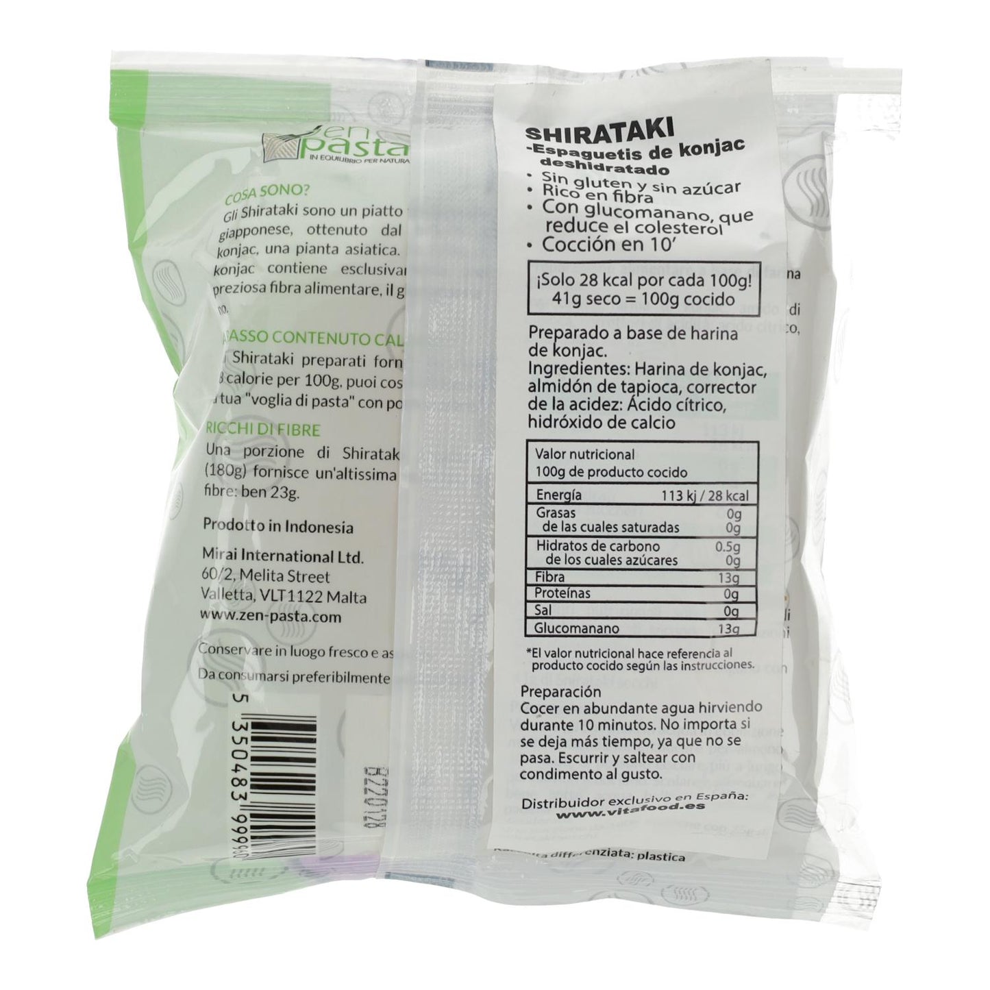 Spaghetti de konjac Shirataki déshydratés Zen Pasta 75 g