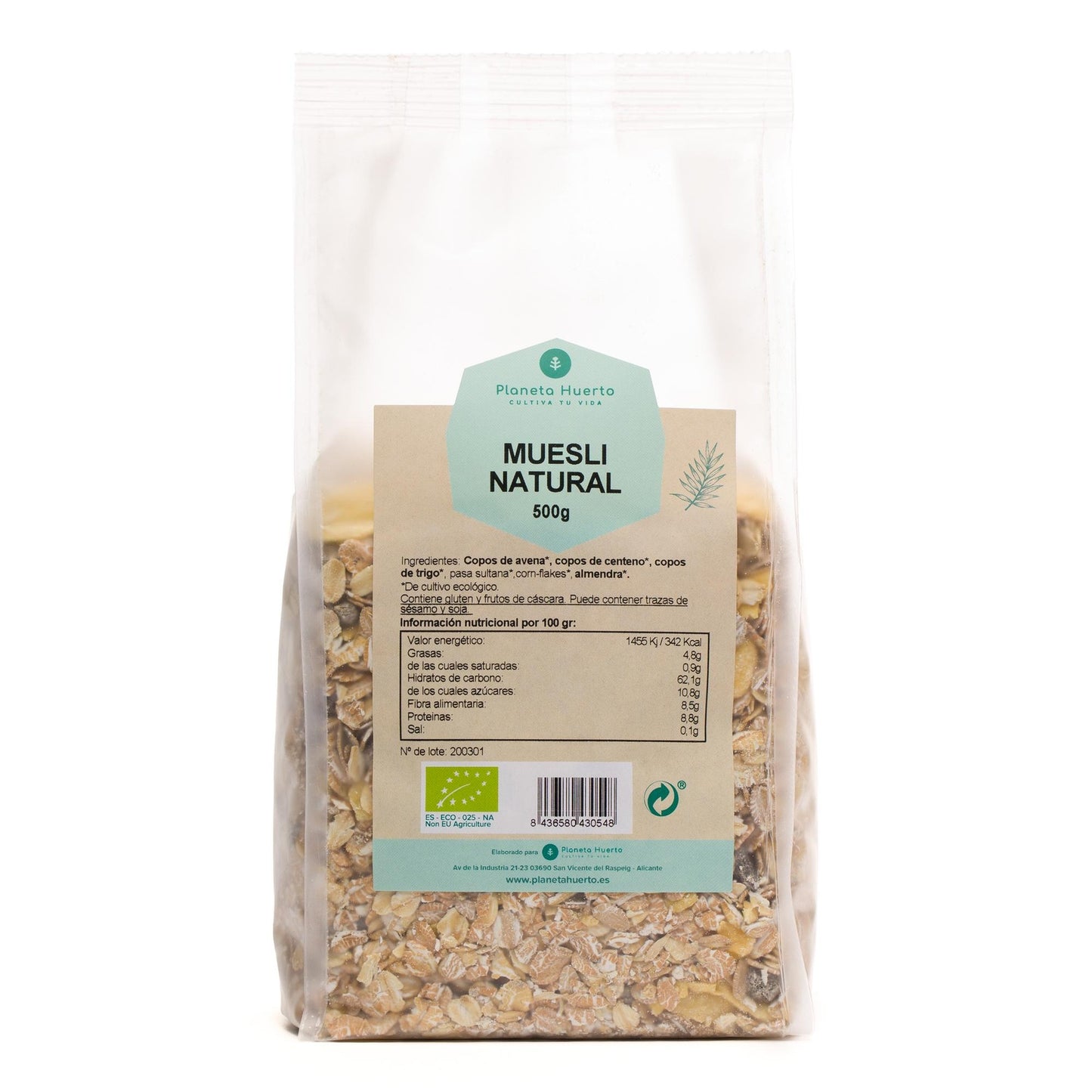 6-pack naturlig müsli med russin ECO Planeta Huerto 500 g