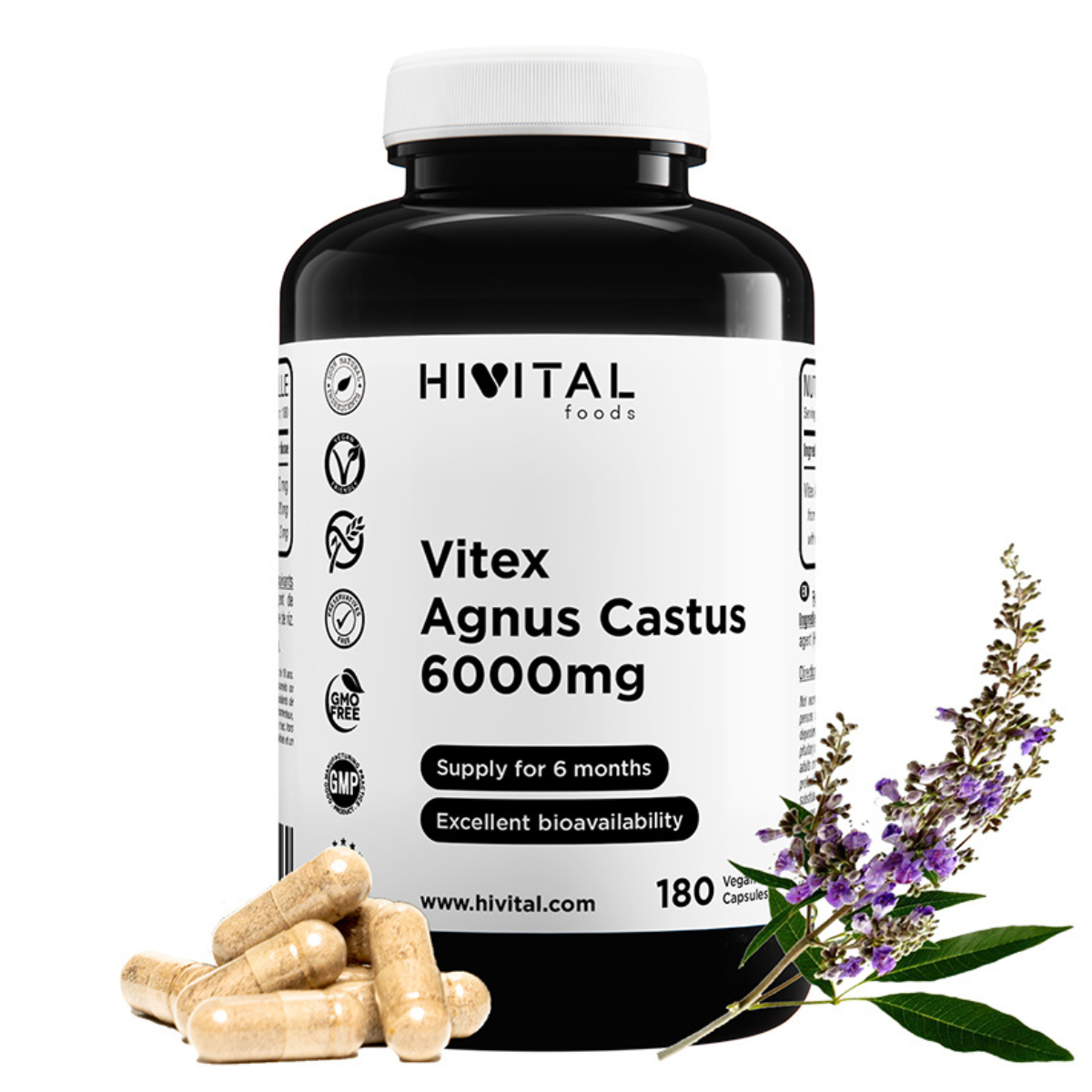 Vitex Agnus Castus 6000 mg Hivital 180 vegan capsules