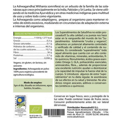 Ashwagandha in polvere ECO 125 g, Salud Viva