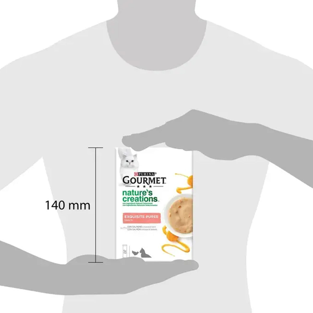 Pakket 11 x GOURMET Nature's Creations Exquise vloeibare snackpuree met zalm en wortel 5x10 g