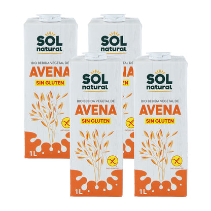 Pack of 4x Sol Natural Organic Gluten-Free Oat Drink 1 L