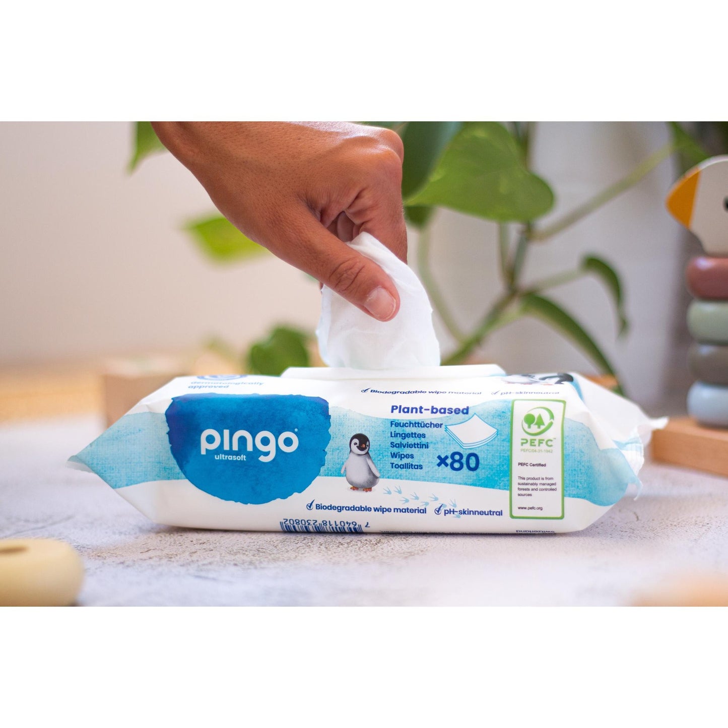 100 % biologiskt nedbrytbara våtservetter 80 st Pingo