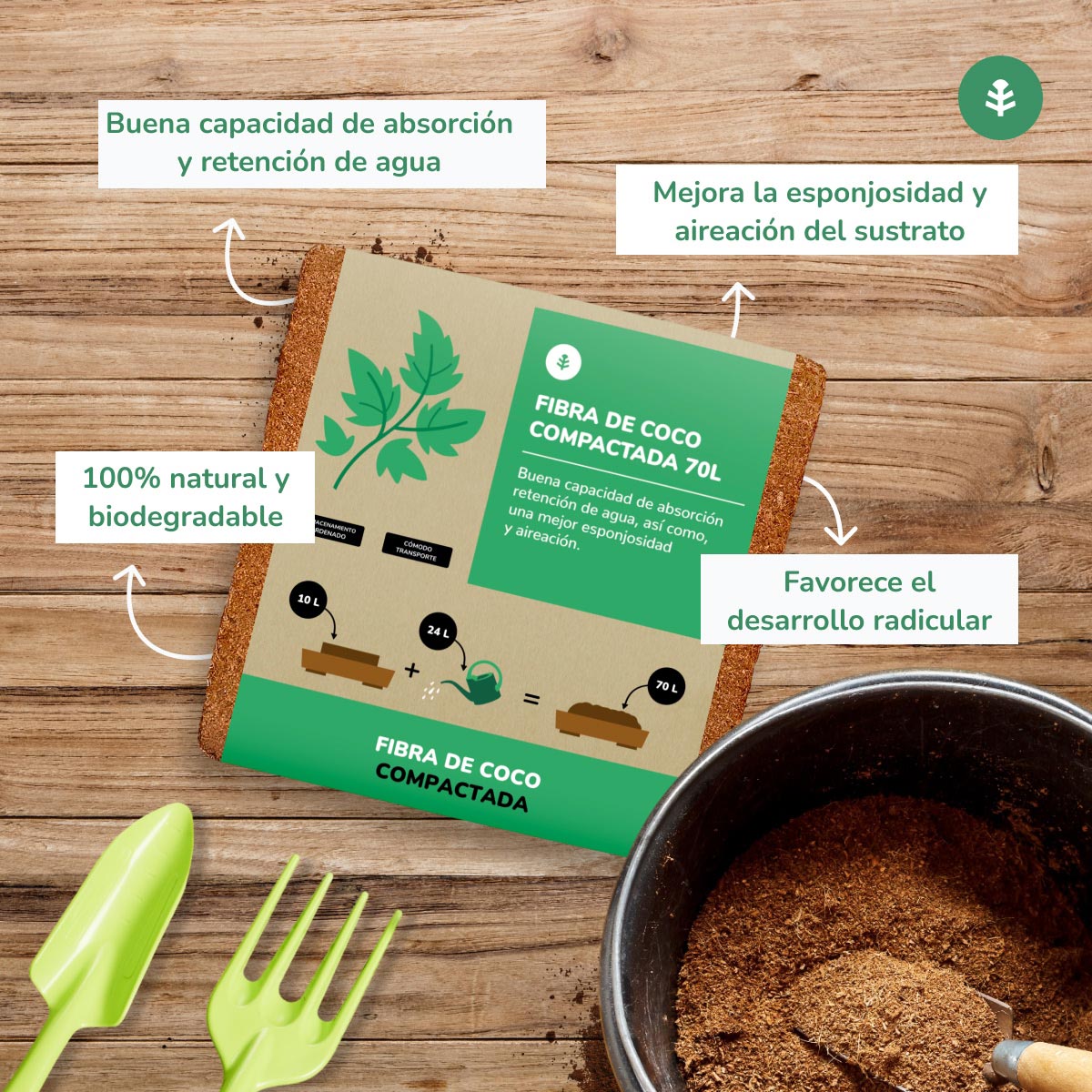 Substrat Fibre de Coco Planeta Huerto 9 Litres