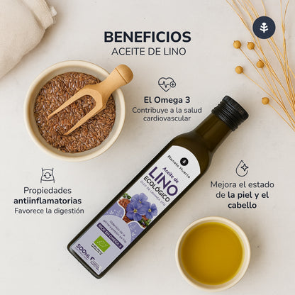 Pack of 3 ECO Planeta Huerto Cold-Pressed Flaxseed Oil 500 ml