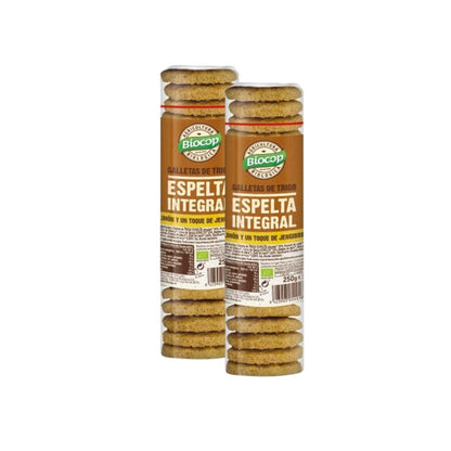 2er-Packung Biocop Vollkorn-Dinkel-, Ingwer- und Zitronenkekse 250 g