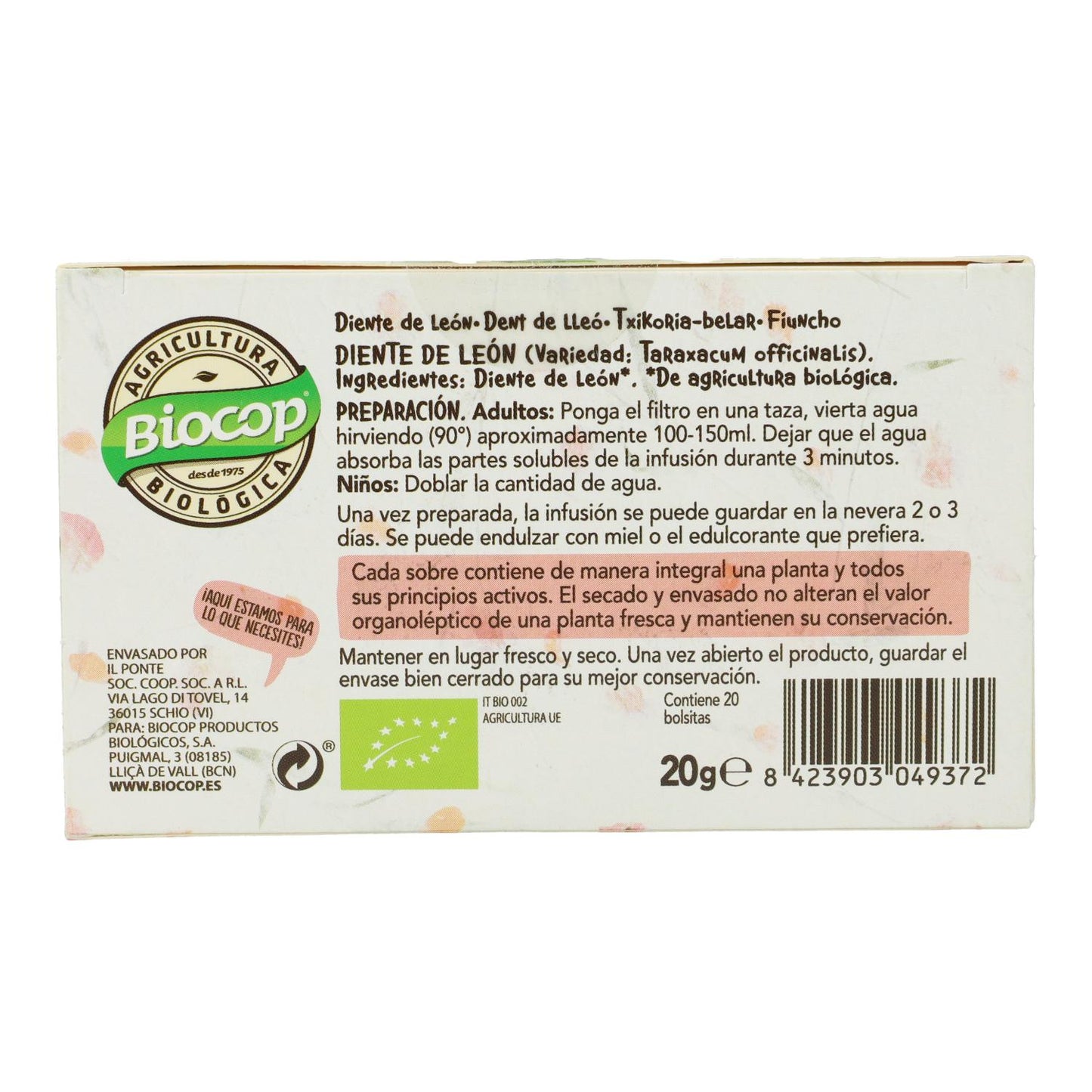 Löwenzahntee Biocop Giardino 20 Beutel