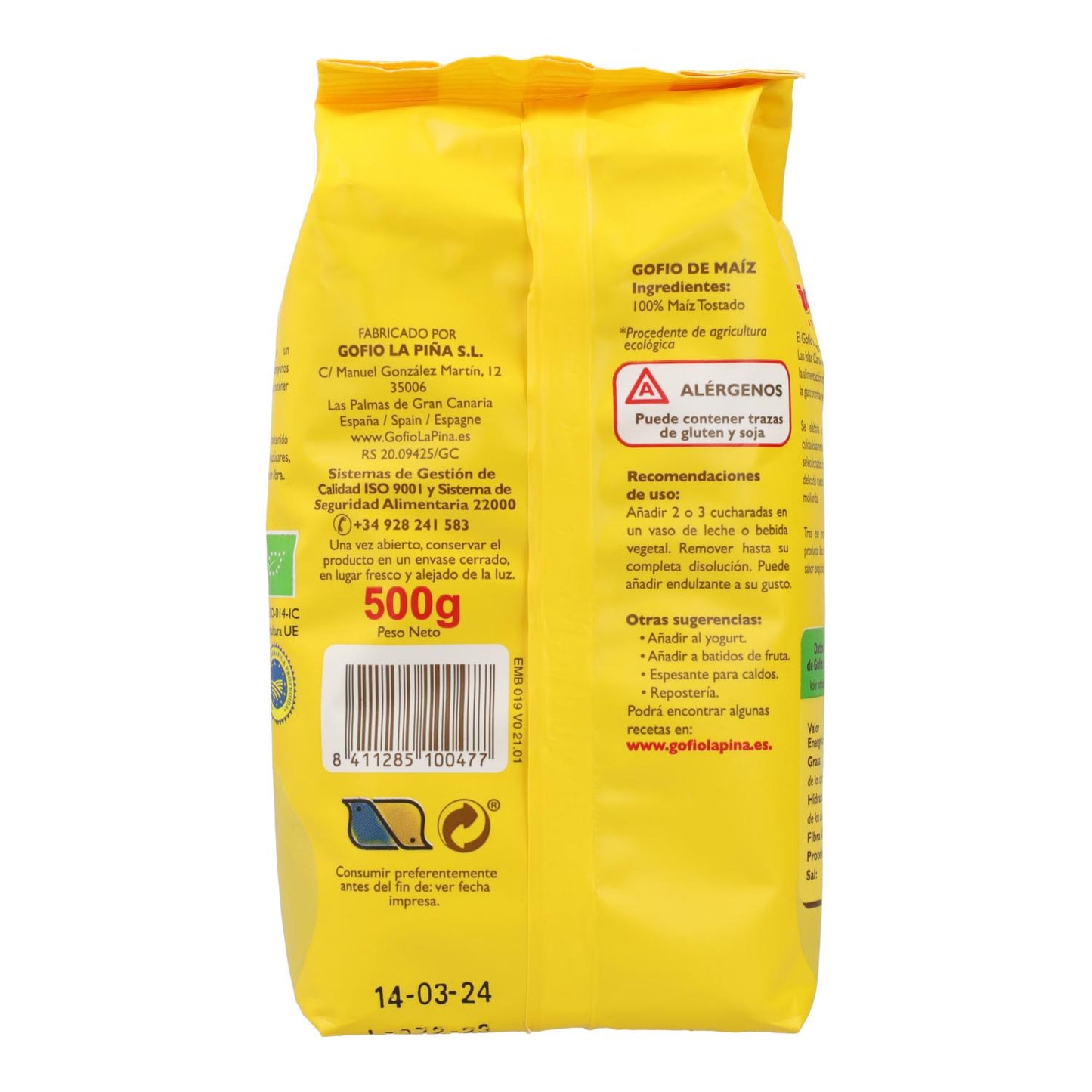 La Piña Organic Corn Gofio 500 g